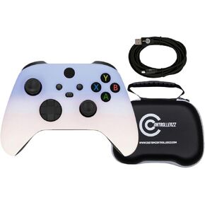 Custom Controllerzz Light Violet & Baby Pink Controller Bundle – Includes Custom Wireless Controller for Xbox Series X/S, Xbox One, PC & Braided USB-C Cable & Universal Protective Case