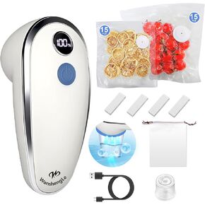 WanshengLe Handheld Vacuum Sealer for Food, Upgrade Cordless Compact Vacuum Sealer Machine, Portable Food Sealer with 30 Reusable Sous Vide Bags for Food Preservation, Fresh & Save Meal Prep