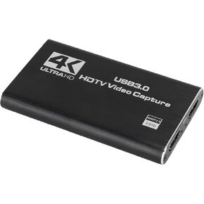 4K HDMI Capture Card with Loop Out, USB 3.0 Video Capture Device 1080P 60FPS for Streaming, PC, Plug Play Game Recording Card, Aluminum Alloy Heat Dissipation Design