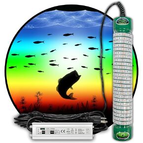 New Green Blob Multi-Color Underwater Fishing Light 110v with 30ft Cord and 3 Prong Plug, Saltwater or Freshwater Use, IP68 Waterproof for Docks, Pools or Backyard Ponds High Power 15000 Lumen