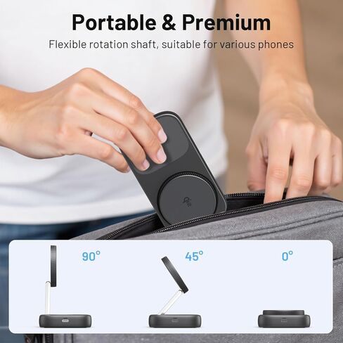 Selore USB C Hub with Wireless Charging for MacBook: 4K@60Hz HDMI, 100W PD, 15W Qi2 + 5W Wireless, 10Gbps Ports, iPhone Mirroring Docking Station & Magsafe Stand, Space-Saving Desk Organizer(Black) in Saudi Arabia