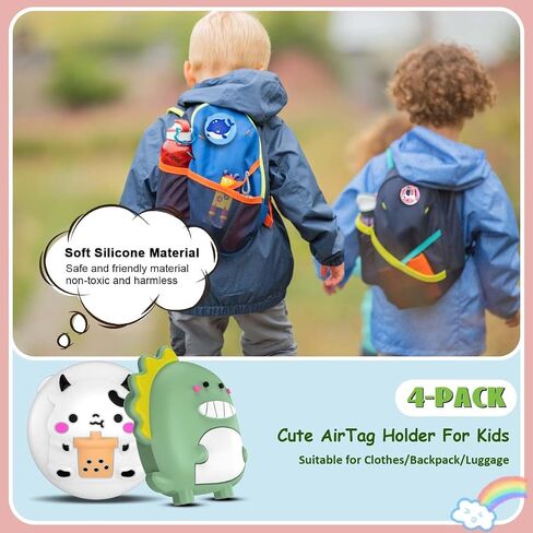 4 Pack for AirTag Holder with Pin, Soft Silicone Cute Air tag Holder for Kids Hidden Airtag Case Waterproof airtag Accessories for Child, Elderly, Pets Collar, Clothes, Shoe, Backpack in Saudi Arabia