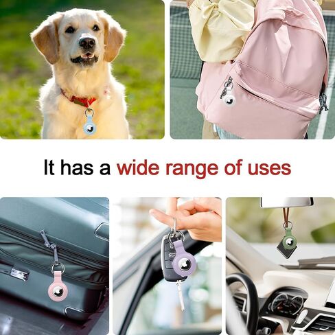 [4 Pack] Compatible with AirTag Holder Case for Air Tag Keychain [Anti-Scratch] [PC+Silicone] for AirTags Key Ring Chain for GPS Item Finders Accessories, Black/Pink/Teal Green/Grey Blue in Saudi Arabia