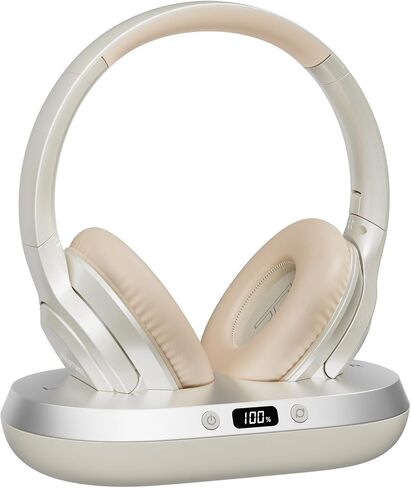 Wireless Headphones for TV,2.4GHz TV Headphones Wireless for Seniors with Transmitter Charging Base, Support Optical,AUX,RCA and USB, High Volume No Audio Delay, Plug and Play, 65hr Playtime in Saudi Arabia