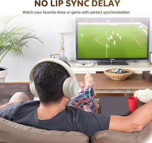 Wireless Headphones for TV,2.4GHz TV Headphones Wireless for Seniors with Transmitter Charging Base, Support Optical,AUX,RCA and USB, High Volume No Audio Delay, Plug and Play, 65hr Playtime in Saudi Arabia