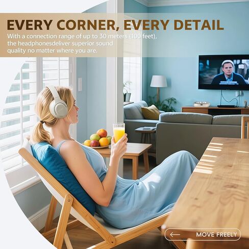 Wireless Headphones for TV,2.4GHz TV Headphones Wireless for Seniors with Transmitter Charging Base, Support Optical,AUX,RCA and USB, High Volume No Audio Delay, Plug and Play, 65hr Playtime in Saudi Arabia