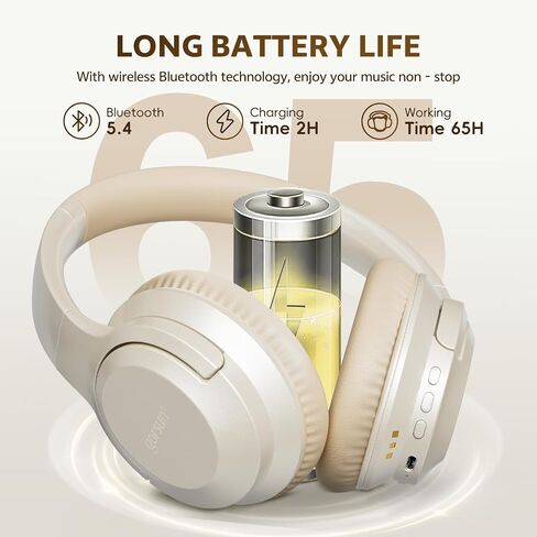 Wireless Headphones for TV,2.4GHz TV Headphones Wireless for Seniors with Transmitter Charging Base, Support Optical,AUX,RCA and USB, High Volume No Audio Delay, Plug and Play, 65hr Playtime in Saudi Arabia