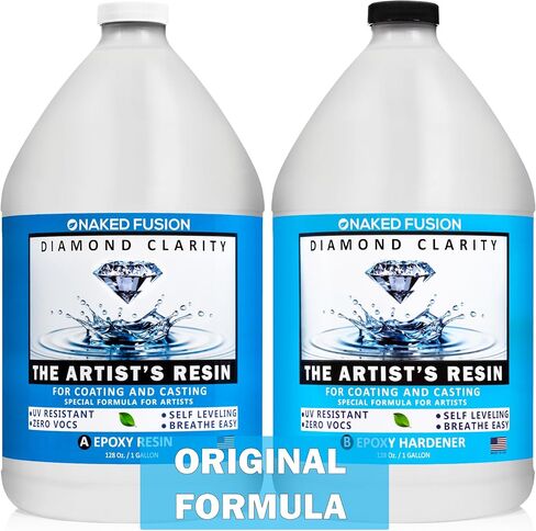 NAKED FUSION -Epoxy Resin Art Resin Diamond Clarity- Original Formula -The Artist's Resin for Coating, Resin Art, Geodes, Tabletop, Bar Top, Live Edge River Tables- Food Safe -Non-Toxic-2 Gallon KIT in Kuwait
