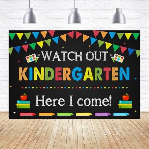 Aperturee Kindergarten Back to School Backdrop Watch Out Here I Come First Day of School Preschool Photography Background Kids Classroom Party Decoration Supplies Banner Photo Booth Studio Prop in Saudi Arabia