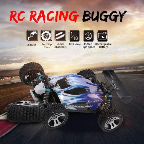 GoolRC WLtoys A959 RC Car, 1:18 Scale 2.4Ghz Remote Control Vehicle Off Road Trucks, 4WD 45KM/H High Speed Racing Buggy Car RTR for Kids, Red in Saudi Arabia