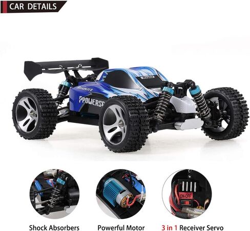 GoolRC WLtoys A959 RC Car, 1:18 Scale 2.4Ghz Remote Control Vehicle Off Road Trucks, 4WD 45KM/H High Speed Racing Buggy Car RTR for Kids, Red in Saudi Arabia
