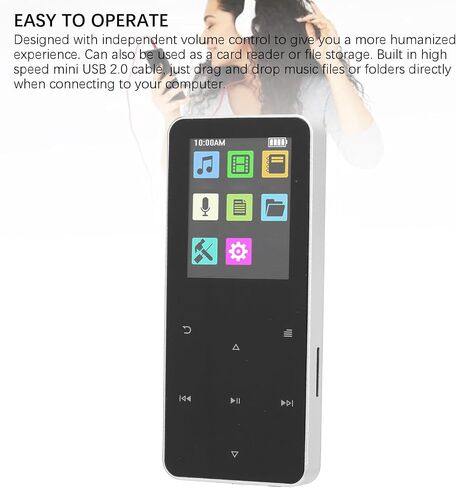 MP3 Player with Bluetooth, 1.8 Inch HD Screen for Android, 4GB Portable Streaming MP3 Music Player, 180mAh HiFi Lossless Sound MP3 Player with Speaker, (4GB) in Saudi Arabia