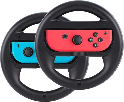 ألعاب السباق مقود عجلة القبضة المناسبة ل Nintendo Switch Mario Kart ، Joy-Con Steering Wheel ، Black & Black (Kids Edition) in Saudi Arabia