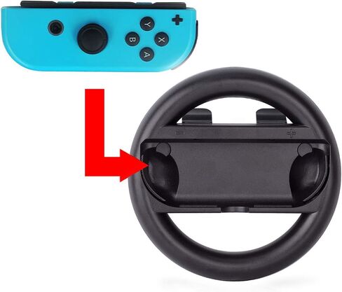 ألعاب السباق مقود عجلة القبضة المناسبة ل Nintendo Switch Mario Kart ، Joy-Con Steering Wheel ، Black & Black (Kids Edition) in Saudi Arabia