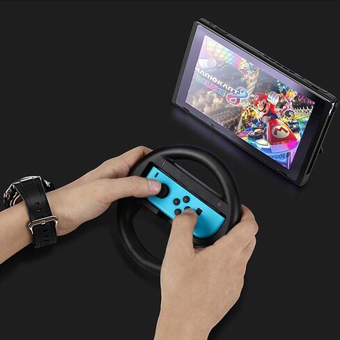 ألعاب السباق مقود عجلة القبضة المناسبة ل Nintendo Switch Mario Kart ، Joy-Con Steering Wheel ، Black & Black (Kids Edition) in Saudi Arabia