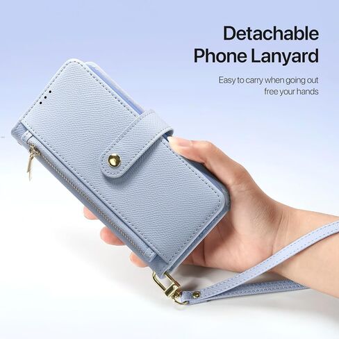Durable Leather Wallet Case for iPhone 16 Pro, Multiple Slots, Hands-Free Convenience,Detachable Flip Folio Cover, RFID Blocking Card Slots Holder (Blue, iPhone 16 Pro) in Saudi Arabia