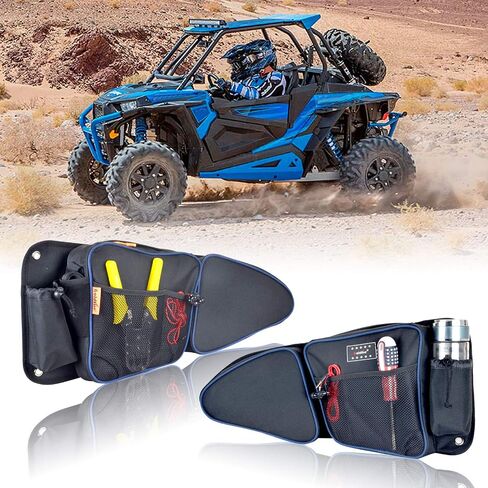 أكياس الباب الخلفي RZR 1680D، مجموعة حقيبة تخزين جانبية للركاب والسائق مع وسادة للركبة متوافقة مع 2014-2019 Polaris RZR 4 900، XP4 1000، 4 أبواب توربو (أنابيب برتقالية) in Kuwait