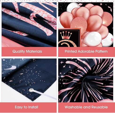 Blulu عيد ميلاد سعيد خلفية لافتة لافتة ملصق كبير من القماش اللامع بالون الألعاب النارية علامة عيد ميلاد صورة خلفية خلفية لمستلزمات تزيين حفلات أعياد الميلاد، 72.8 × 43.3 بوصة (أسود وأرجواني) in Kuwait