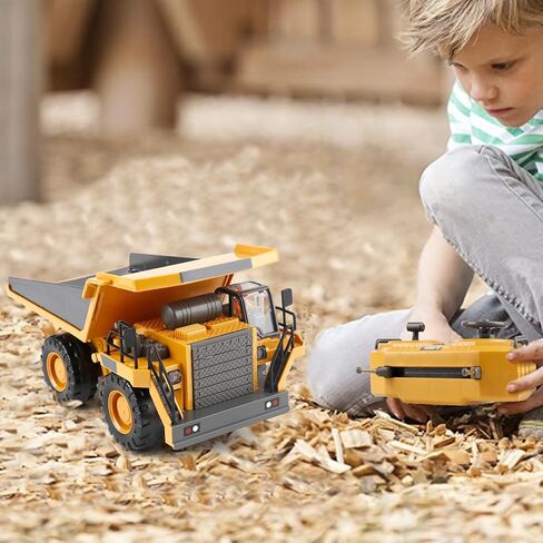 لعبة شاحنة تفريغ RC من PREPOP للأطفال، ألعاب بناء تعمل بالتحكم عن بعد مع سرير معدني وإضاءة/موسيقى، أفكار هدايا عيد ميلاد للأولاد من سن 6 7 8 9 10 سنوات فما فوق in Kuwait