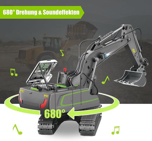 PREPOP RC Dump Truck Toy for Kids, Remote Control Construction Toys Vehicle with Metal Bed and Light/Music, Birthday Gifts Ideas for Boys Age 6 7 8 9 10 Year Old and up in Kuwait