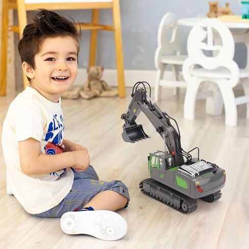 PREPOP RC Dump Truck Toy for Kids, Remote Control Construction Toys Vehicle with Metal Bed and Light/Music, Birthday Gifts Ideas for Boys Age 6 7 8 9 10 Year Old and up in Kuwait
