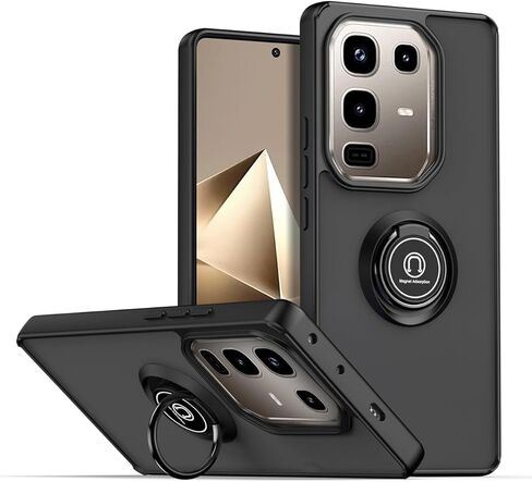 حالة Quietip متوافقة مع Infinix Note 50 Pro مع واقي الشاشة ، TPU + Hard PC Ring Ring Care Cover ، Black in Saudi Arabia
