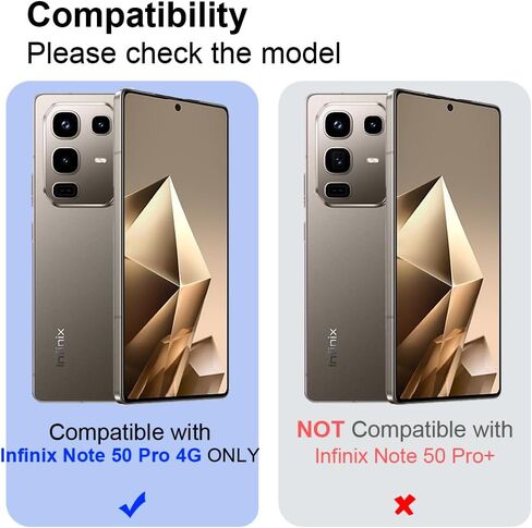 حالة Quietip متوافقة مع Infinix Note 50 Pro مع واقي الشاشة ، TPU + Hard PC Ring Ring Care Cover ، Black in Saudi Arabia