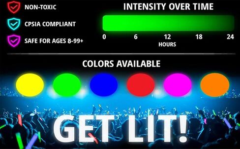 Glow Fever Glow Sticks 100pk Premium Glow In The Dark Light Up مع اسهم، لمستلزمات الحفلات، هدايا الحفلات، أعياد الميلاد، الهالوين، فائقة السطوع، تدوم حتى 12 ساعة in Kuwait
