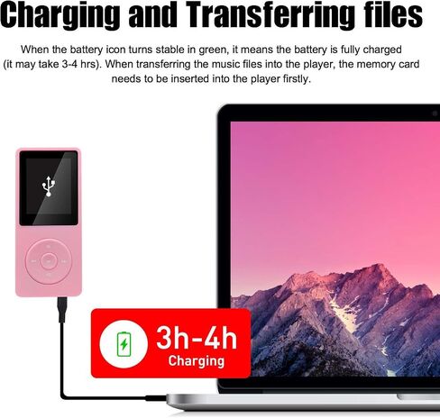 128GB MP3 Player with Bluetooth 5.2, Portable Pink Music Player for Kids with Built-in HD Speaker, FM Radio, Voice Recorder, Earphones Included in Saudi Arabia