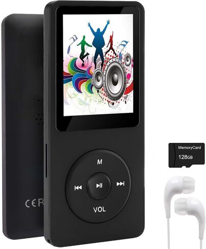 128GB MP3 Player with Bluetooth 5.2, Portable Pink Music Player for Kids with Built-in HD Speaker, FM Radio, Voice Recorder, Earphones Included in Saudi Arabia