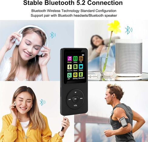 128GB MP3 Player with Bluetooth 5.2, Portable Pink Music Player for Kids with Built-in HD Speaker, FM Radio, Voice Recorder, Earphones Included in Saudi Arabia