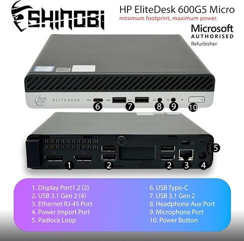 HP EliteDesk 600 G5 Mini PC | Intel Core i5-9500T | 16GB RAM | 512GB SSD | Windows 11 Pro | Wi-Fi+ BT | Mini Desktop Computer (Renewed) (16GB RAM + 512GB SSD) in Saudi Arabia