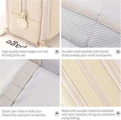 CICIMELON Large Capacity Pencil Case 3 Compartment Pouch Pen Bag for School Teen Girl Boy Men Women (Pink) in Kuwait