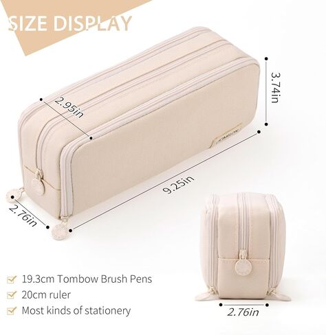 CICIMELON Large Capacity Pencil Case 3 Compartment Pouch Pen Bag for School Teen Girl Boy Men Women (Pink) in Kuwait