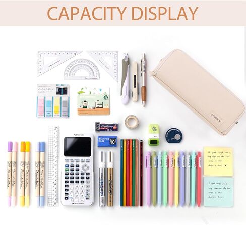 CICIMELON Large Capacity Pencil Case 3 Compartment Pouch Pen Bag for School Teen Girl Boy Men Women (Pink) in Kuwait