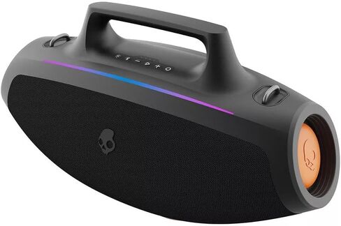 Skullcandy Barrel Bluetooth Boombox Speaker – Water-Resistant Wireless Portable, with LED Lightshow Mode, USB-C & USB-A Output Charging, Carry Strap NOT Included (Black) (Renewed) in Saudi Arabia