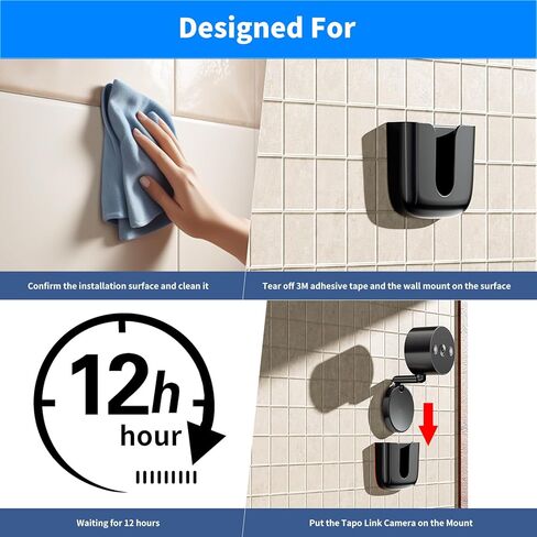 إدخال تركيب الكاميرا اللاصقة ، مناسب لكاميرا Tapo Link C120 ، بدون شريحة حفر حفر ، حامل تثبيت سهل لنظام الأمان في الهواء الطلق الداخلي ، الأسود ، 2Pack (لم يتم تضمين الكاميرا) in Kuwait