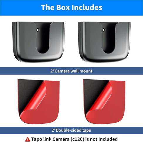 إدخال تركيب الكاميرا اللاصقة ، مناسب لكاميرا Tapo Link C120 ، بدون شريحة حفر حفر ، حامل تثبيت سهل لنظام الأمان في الهواء الطلق الداخلي ، الأسود ، 2Pack (لم يتم تضمين الكاميرا) in Kuwait