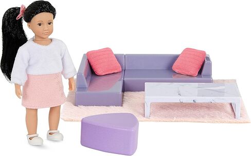 Lori Dolls – Marina's Terrace Set– Mini Doll & Toy Terrace Furniture – 6-inch Doll & Dollhouse Accessories – Chairs, Table, Umbrella, Lemonade – Play Set for Kids – 3 Years + in Kuwait