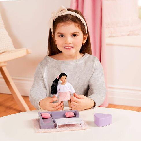 Lori Dolls – Marina's Terrace Set– Mini Doll & Toy Terrace Furniture – 6-inch Doll & Dollhouse Accessories – Chairs, Table, Umbrella, Lemonade – Play Set for Kids – 3 Years + in Kuwait