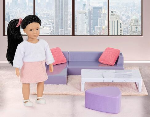 Lori Dolls – Marina's Terrace Set– Mini Doll & Toy Terrace Furniture – 6-inch Doll & Dollhouse Accessories – Chairs, Table, Umbrella, Lemonade – Play Set for Kids – 3 Years + in Kuwait