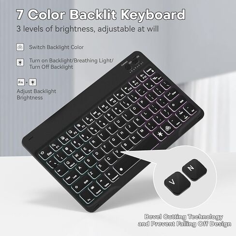 YBING for iPad A16 Case with Keyboard 11th &10th Generation, 360 Rotation Magnetic Cover with 7-Color Backlit Wireless Detachable Keypad with Pencil Holder for iPad 11th 2025/10 Gen 10.9" 2022 (Pink) in Kuwait