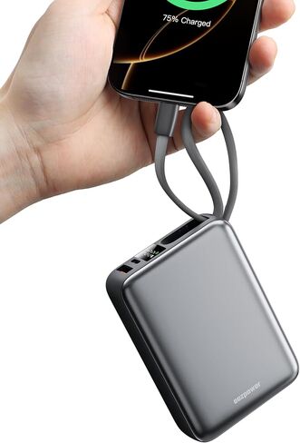 Power Bank 20،000 مللي أمبير في الساعة ، 45 واط شحن محمول سريع الشحن المحمول مع كابل USB C المدمج ، حزمة بطارية خارجية أساسية مع عرض LED لـ Macbook iPad iPhone 16/15/14/13/Galaxy in Saudi Arabia