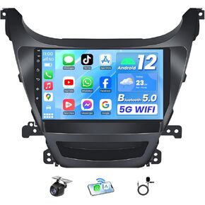 4Core 64G ROM Car Radio for Hyundai Elantra 2014-2016: 9 inch 1280 * 800P IPS Touchscreen Stereo with Wireless CarPlay Android Auto Bluetooth WiFi GPS Navigation Backup Camera FM Mirror Link