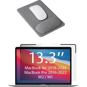 مرشح شاشة الخصوصية المغناطيسية Senseage لـ MacBook Air/Pro 13.3 بوصة ومضغوط مريح للماوس مع دعم المعصم