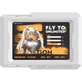 darkFlash 3.5in AIO Display Screen Upgrade Kit LCD Screen, CPU Temp Monitor for CPU Liquid Cooler, Type-C Interface, Computer Accessories PC Parts, Auto Start, Easy Operation(D-Vision) (White)