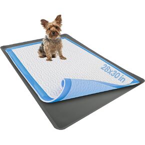 Skywin Pee Pad Holder for 28 x 34 Inches Training Pads - Easy to Clean and Store Dog Puppy Pad Holder – Silicon Wee Wee Pad Holder, No Spill Puppy Pad Holder (Grey)