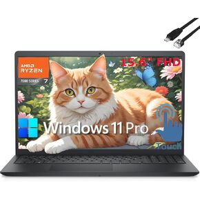 جهاز كمبيوتر محمول Dell Inspiron 15 ، 15.6 "كمبيوتر FHD ، 8-Core AMD Ryzen 7 7730U (Beat Ultra 5 125U) ، 32GB DDR4 RAM ، 1TB PCIE SSD ، WiFi ، Bluetooth ، WebCAM ، HDMI ، Windows 11 Pro ، Type Co to RJ45 Cable