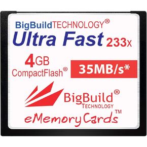 eMemoryCards 4GB Ultra Fast 35MB/s CompactFlash memory card compatible with Canon 10D/20D/30D/40D/50D/1D/1Ds/5D/5Ds/7D Mark I/II/III/IV, Nikon D, Olympus E, Sony Alpha, Leica S Cameras