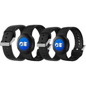 4 Pack Princess Cruise Medallion Holder ، معصم السيليكون الناعم لميدالية المحيط كرنفال ، أحجامان (S و L) في حزمة واحدة (Black & Midnight Blue (L)+Blue & White (S))